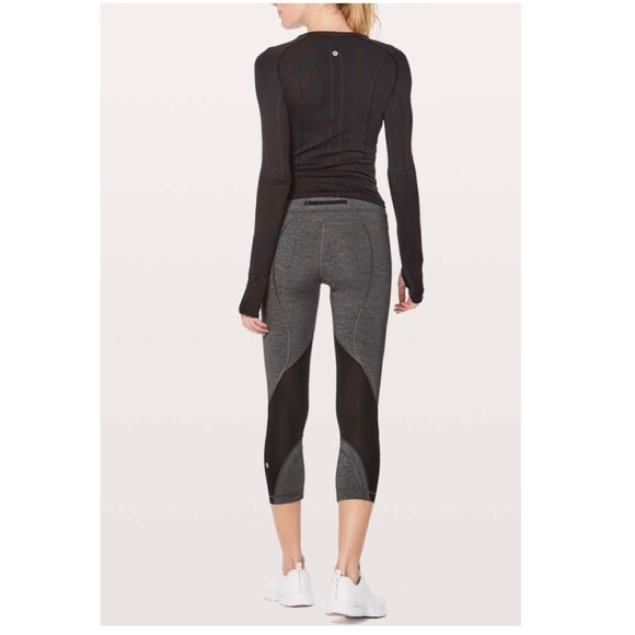Lululemon Inspire Crop II Luxtreme Heathered Black Leggings Size 10 Style W6AMLS - Picture 16 of 16
